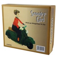 Blechspielzeug - Scooter Girl - Mädchen auf Motorroller - Roller - grün