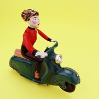 Blechspielzeug - Scooter Girl - Mädchen auf Motorroller - Roller - grün