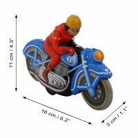 Blechspielzeug - Motoracer blau - Motorrad aus Blech - Blechmotorrad