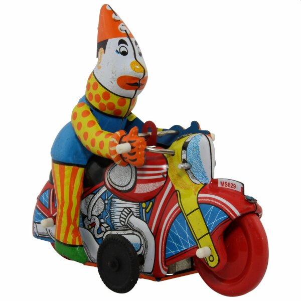 Blechspielzeug - Clown auf Motorrad - aus Blech