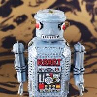 Robot - Tin Toy Robot - Mechanical Robot - light blue