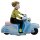 Blechspielzeug - Scooter Girl - Mädchen auf Motorroller - Roller - blau-hellblau