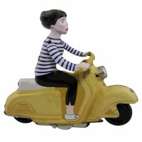 Blechspielzeug - Scooter Girl - Mädchen auf Motorroller - Roller - ocker