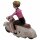 Blechspielzeug - Scooter Girl - Mädchen auf Motorroller - Roller - rosa hell