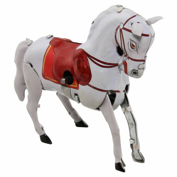 Blechspielzeug - Pferd aus Blech - weiß - Blechpferd