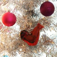 Blechanhänger - Hahn - rot - Anhänger für Weihnachtsbaum