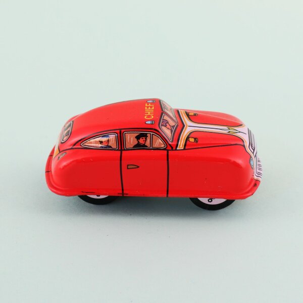 MS644 Mini Fire Car Retro Clockwork Wind Up Tin Toy w/Box 